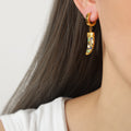 Jewelry wholesale Unique Colorful Geometric Pattern Heart Flower Round Hoop Earrings