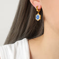 Jewelry wholesale Unique Colorful Geometric Pattern Heart Flower Round Hoop Earrings
