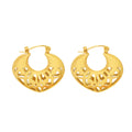 Jewelry wholesale Retro Stainless Steel Hollow Out Geometric Pattern Heart Hoop Earrings