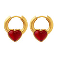 Jewelry wholesale Vintage Wholesale Stainless Steel Red Heart Waterproof Hoops Earrings