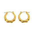 Jewelry wholesale Vintage Style Stainless Steel Textured Bamboo U-Shaped Snap Earrings
