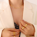 Jewelry wholesale Unique Half Hollow Out Heart  Link Chain Necklaces Bracelets Jewelry Set