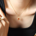Jewelry wholesale Retro Wholesale Red Agate Heart Studs Earrings Necklace Jewelry Set