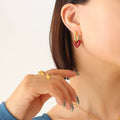 Jewelry wholesale Retro Red Heart Pendant Hoop Earrings NK Chain Necklace Jewelry Set