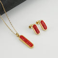 Jewelry wholesale 18K Gold Diamonds Stainless Steel Necklace & Earrings Jewelry Set