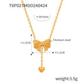 Jewelry wholesale Trendy Bow Knot Heart Tassel Pendant Necklace Stud Earring Jewelry Set