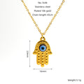 Jewelry wholesale Vintage Hand of Fatima Pendant Blue Turkish Eyes Stainless Steel Necklace
