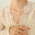 Jewelry wholesale Dainty Stainless Steel Shell Heart Pendant Link Chain Women Necklaces