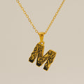 Jewelry wholesale 18k Gold Monogrammed Textured Pendant Necklace