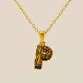Jewelry wholesale 18k Gold Monogrammed Textured Pendant Necklace