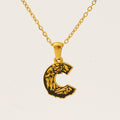 Jewelry wholesale 18k Gold Monogrammed Textured Pendant Necklace