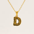 Jewelry wholesale 18k Gold Monogrammed Textured Pendant Necklace