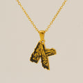 Jewelry wholesale 18k Gold Monogrammed Textured Pendant Necklace