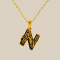 Jewelry wholesale 18k Gold Monogrammed Textured Pendant Necklace