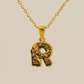 Jewelry wholesale 18k Gold Monogrammed Textured Pendant Necklace