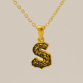 Jewelry wholesale 18k Gold Monogrammed Textured Pendant Necklace