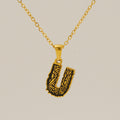 Jewelry wholesale 18k Gold Monogrammed Textured Pendant Necklace