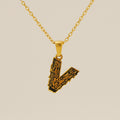 Jewelry wholesale 18k Gold Monogrammed Textured Pendant Necklace