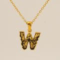Jewelry wholesale 18k Gold Monogrammed Textured Pendant Necklace