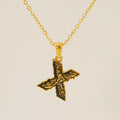 Jewelry wholesale 18k Gold Monogrammed Textured Pendant Necklace