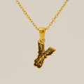 Jewelry wholesale 18k Gold Monogrammed Textured Pendant Necklace