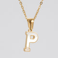Jewelry wholesale 18K Gold Shell Stainless Steel 26 Capital Letter Pendant Necklace