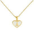 Jewelry wholesale 26 Alphabet Pendant Heart with Shells Stainless Steel Necklace