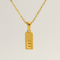 Jewelry wholesale 26 Alphabet Pendant Stainless Steel Sandblasted Rectangle Necklace