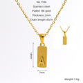 Jewelry wholesale 26 Alphabet Pendant Stainless Steel Sandblasted Rectangle Necklace