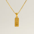 Jewelry wholesale 26 Alphabet Pendant Stainless Steel Sandblasted Rectangle Necklace