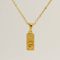 Jewelry wholesale 26 Alphabet Pendant Stainless Steel Sandblasted Rectangle Necklace