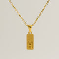Jewelry wholesale 26 Alphabet Pendant Stainless Steel Sandblasted Rectangle Necklace