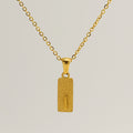 Jewelry wholesale 26 Alphabet Pendant Stainless Steel Sandblasted Rectangle Necklace