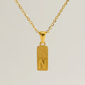 Jewelry wholesale 26 Alphabet Pendant Stainless Steel Sandblasted Rectangle Necklace