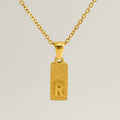 Jewelry wholesale 26 Alphabet Pendant Stainless Steel Sandblasted Rectangle Necklace