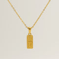 Jewelry wholesale 26 Alphabet Pendant Stainless Steel Sandblasted Rectangle Necklace