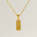 Jewelry wholesale 26 Alphabet Pendant Stainless Steel Sandblasted Rectangle Necklace