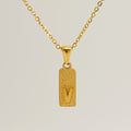 Jewelry wholesale 26 Alphabet Pendant Stainless Steel Sandblasted Rectangle Necklace