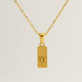Jewelry wholesale 26 Alphabet Pendant Stainless Steel Sandblasted Rectangle Necklace