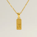 Jewelry wholesale 26 Alphabet Pendant Stainless Steel Sandblasted Rectangle Necklace