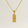 Jewelry wholesale 26 Alphabet Pendant Stainless Steel Sandblasted Rectangle Necklace