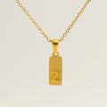 Jewelry wholesale 26 Alphabet Pendant Stainless Steel Sandblasted Rectangle Necklace
