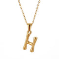 Jewelry wholesale Bamboo 18K 26 Alphabet Pendant Stainless Steel Necklace