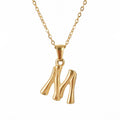 Jewelry wholesale Bamboo 18K 26 Alphabet Pendant Stainless Steel Necklace