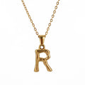 Jewelry wholesale Bamboo 18K 26 Alphabet Pendant Stainless Steel Necklace