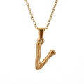 Jewelry wholesale Bamboo 18K 26 Alphabet Pendant Stainless Steel Necklace
