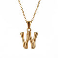 Jewelry wholesale Bamboo 18K 26 Alphabet Pendant Stainless Steel Necklace