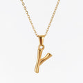 Jewelry wholesale Bamboo 18K 26 Alphabet Pendant Stainless Steel Necklace