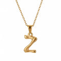 Jewelry wholesale Bamboo 18K 26 Alphabet Pendant Stainless Steel Necklace