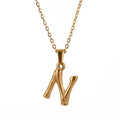 Jewelry wholesale Bamboo 18K 26 Alphabet Pendant Stainless Steel Necklace